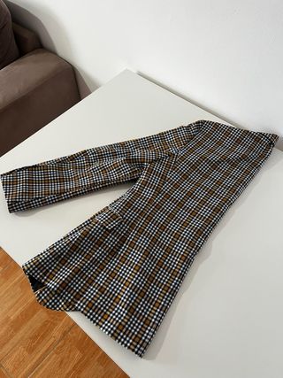 Americana cuadros marrón y blanco