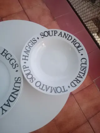 Set di 6 Piatti in Ceramica Bianchi 3 Piatti Piani e 3 Piatti Profondi