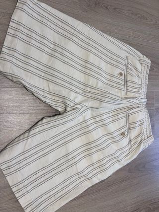 Pantalón Corto Rayas Hombre Beige