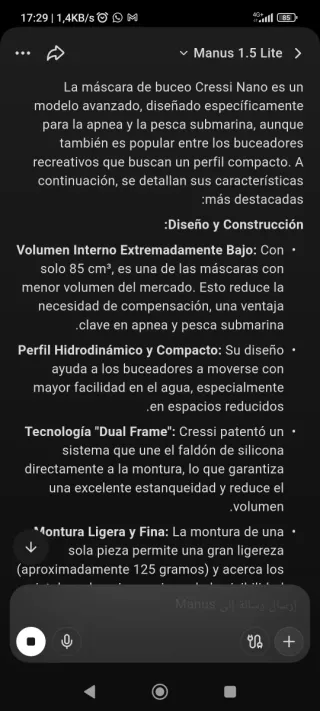 Máscara Cressi Nano Buceo/Pesca Submarina / Nataci