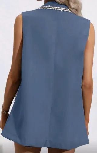 Chaleco de traje azul con botones