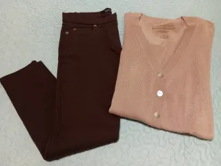 PANTALON PITILLO ZARA Y CHAQUETA PUNTO