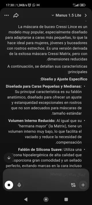 Máscara Cressi Lince Buceo/Pesca Submarina/ Nataci