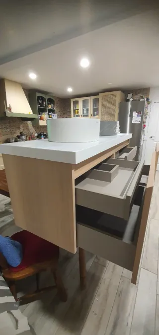 Mueble de lavabo doble roble claro