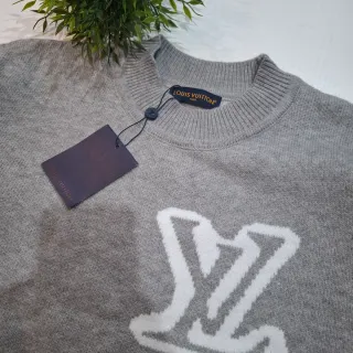 Maglione Louis Vuitton Grigio Logo LV Bianco