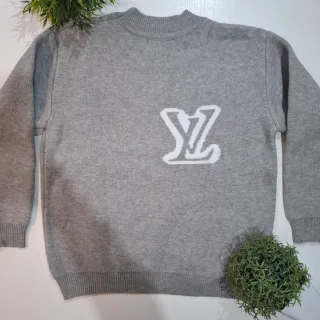 Maglione Louis Vuitton Grigio Logo LV Bianco