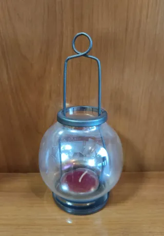 Portacandele in metallo con 2 vasi di vetro