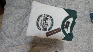 Camiseta Nude Project Blanca y Verde Talla L