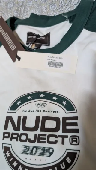 Camiseta Nude Project Blanca y Verde Talla L