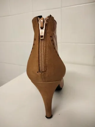 Botines ante y piel beige/marrón