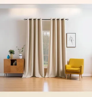 Cortine opache beige 2 pezzi per soggiorno e camera da letto
