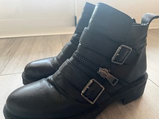 Botas Zara Piel Negras Talla 38