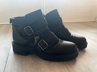 Botas Zara Piel Negras Talla 38