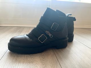 Botas Zara Piel Negras Talla 38