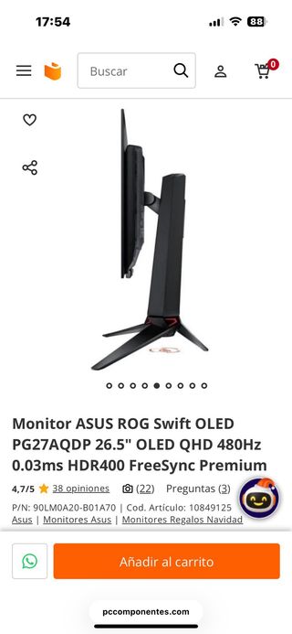 Monitor Gaming ASUS PG27AQDM Sin desprecintar