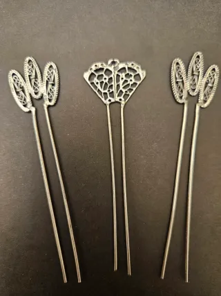 Agujas para moños de plata de ley