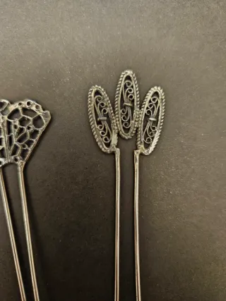 Agujas para moños de plata de ley