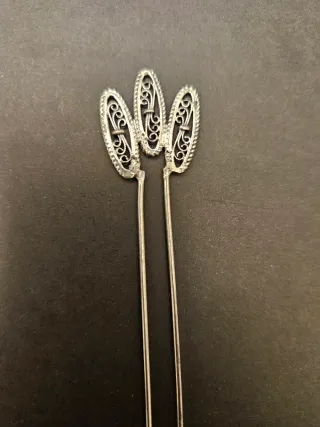 Agujas para moños de plata de ley