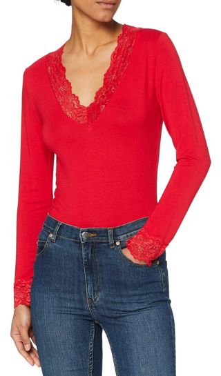 Camiseta Morgan encaje roja Talla M