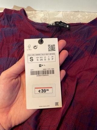 Top Zara Manga Larga Rojo