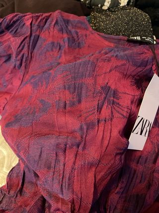 Top Zara Manga Larga Rojo