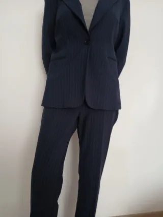 Traje rayas azul americana y pantalón