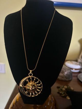 Collana donna sole e luna dorata