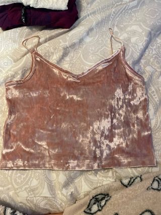 Top fiesta terciopelo rosa