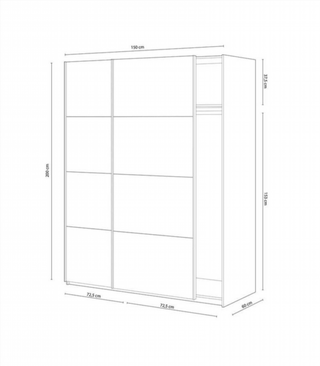 Armario150 X 200 X 60 Cm 2 Puertas Correderas. Bl