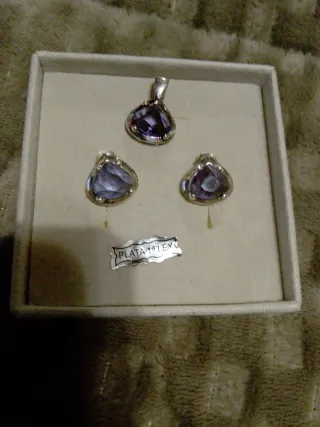 Conjunto Plata 1ª Ley Colgante y Pendientes