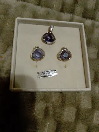 Conjunto Plata 1ª Ley Colgante y Pendientes
