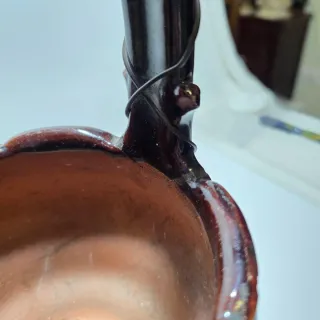 Antico scaldino in terracotta smaltata rosso scuro