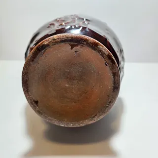 Antico scaldino in terracotta smaltata rosso scuro