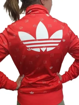 Chaqueta Adidas Firebird Roja Logo Blanco