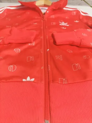 Chaqueta Adidas Firebird Roja Logo Blanco