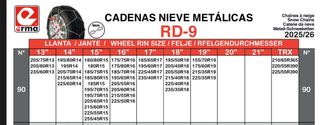 Cadenas para la nieve o hielo coche talla 90