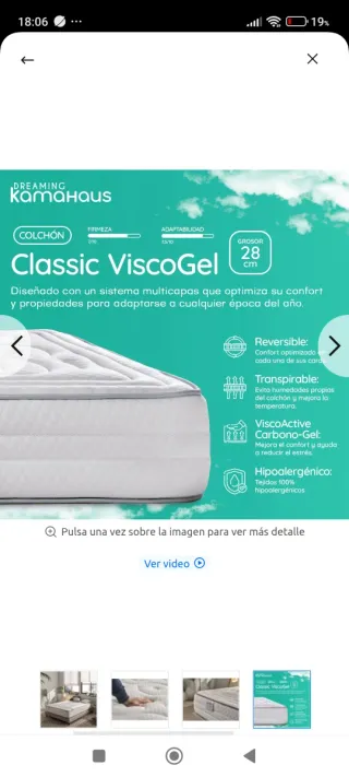 Colchón viscoelástico 7 zonas D.Hotel 140x190