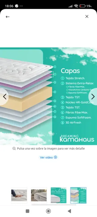 Colchón viscoelástico 7 zonas D.Hotel 140x190