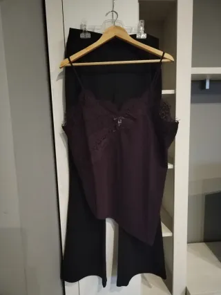 Conjunto H&M Top encaje y Pantalón negro