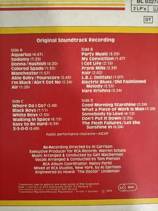 Doble LP Vinilo Hair Banda Sonora Original