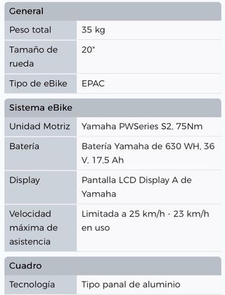 Bicicleta eléctrica YAMAHA (Booster Easy)