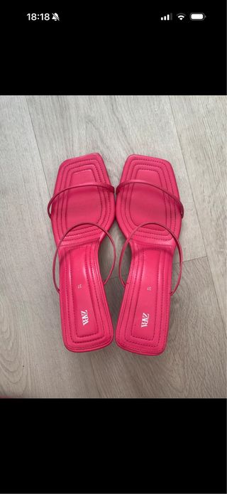 Sandalias Zara Tacón Rosa Talla 37
