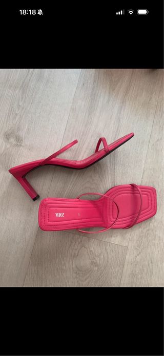 Sandalias Zara Tacón Rosa Talla 37
