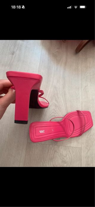 Sandalias Zara Tacón Rosa Talla 37