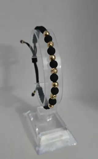 Pulsera Oro 18kl Negra y Dorada