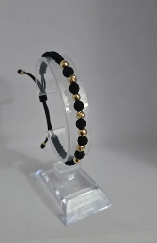 Pulsera Oro 18kl Negra y Dorada