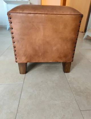 Puff Cuero Maisons du Monde Marrón