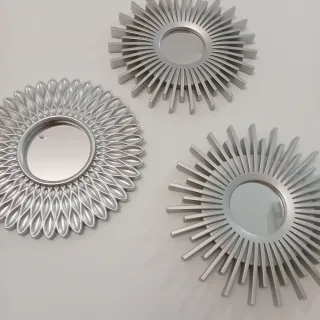 Set 3 Specchi Decorativi Sole Argento