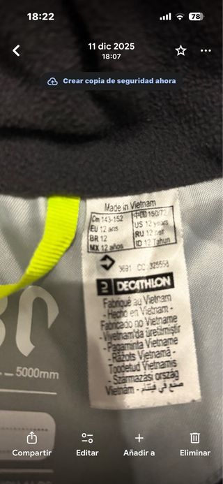 Chaqueta de esquí Quechua para niño, talla 12 años
