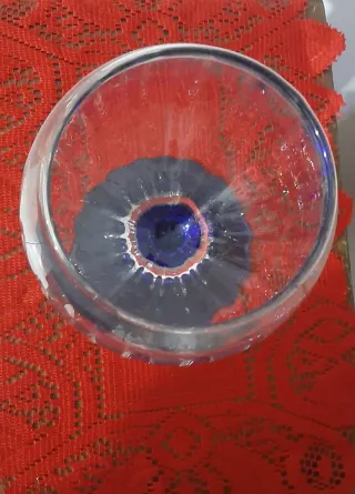 Porta bon bon vetro base blu